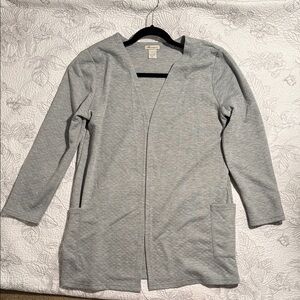Cotton Emporium Light Gray Open Cardigan